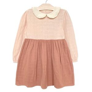 City Mouse Girls Dress Pink Peter Pan collar buttons size 4